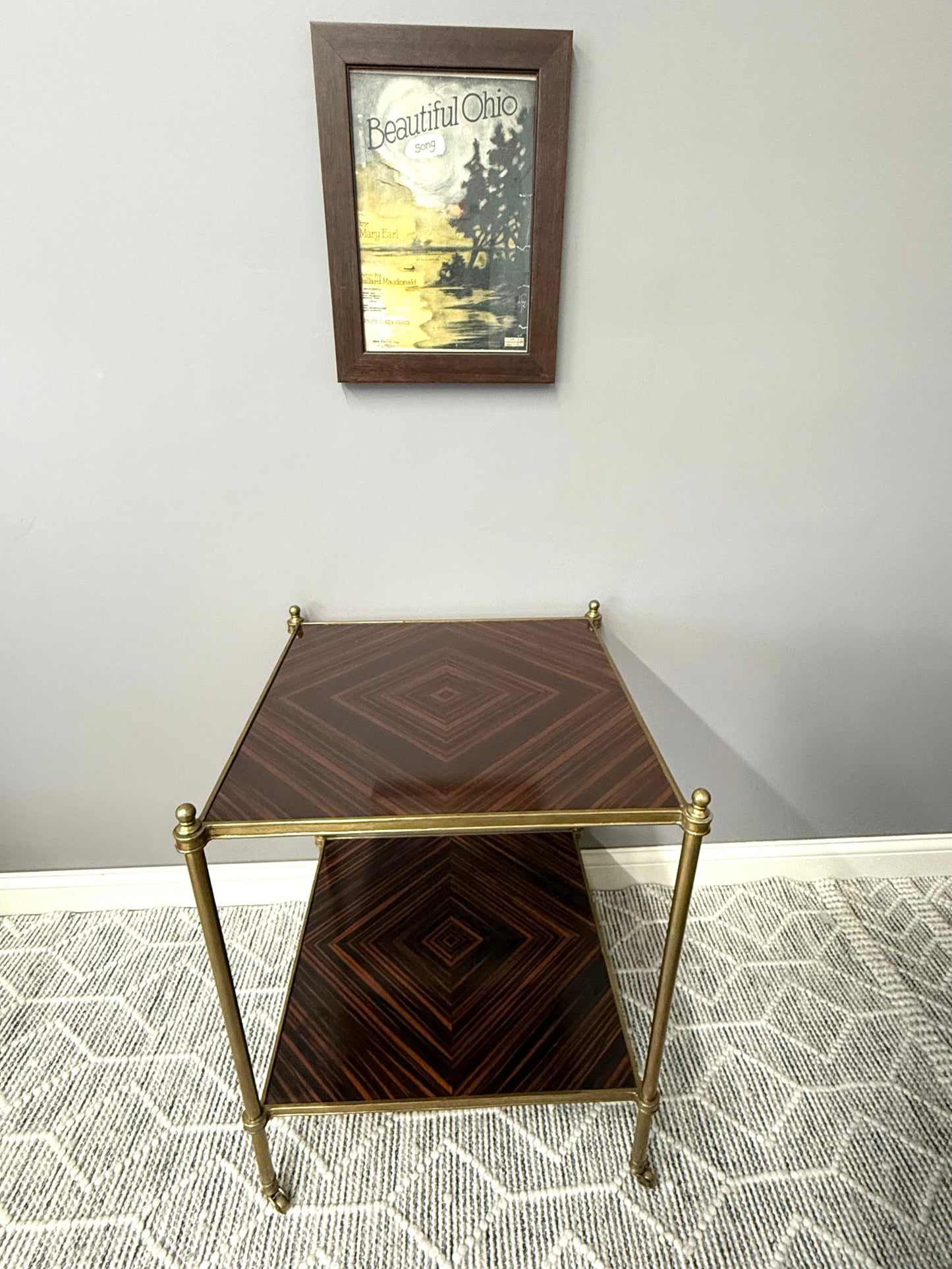 Century Furniture Brass and Walnut Side Table