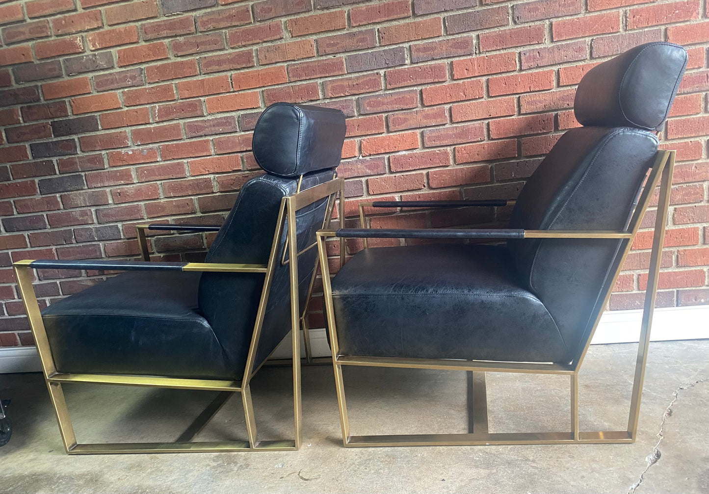 Moe’s Designer Paradiso Black Leather Club Chair Set