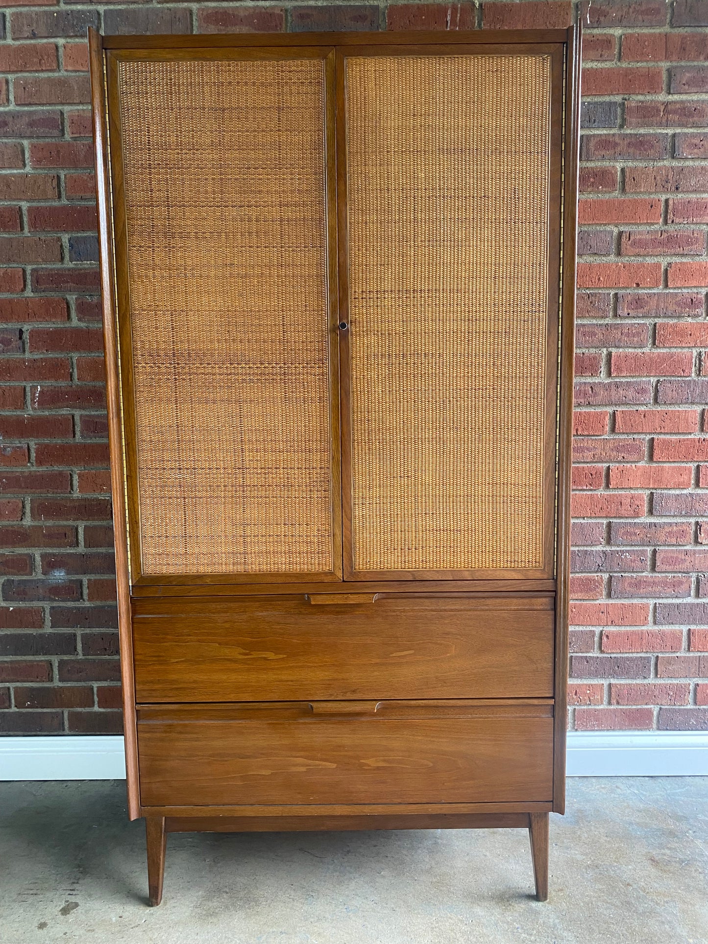 1,900-trade discount! American of Martinsville, MCM Cane front Wardrobe, Armoire, Dresser