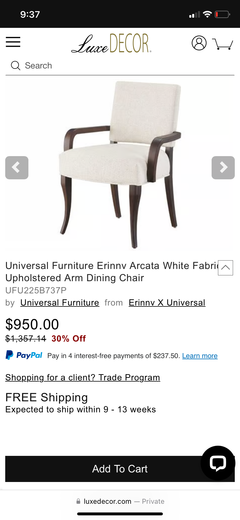 New!  Universal Explore Arcata dining chair set (6)