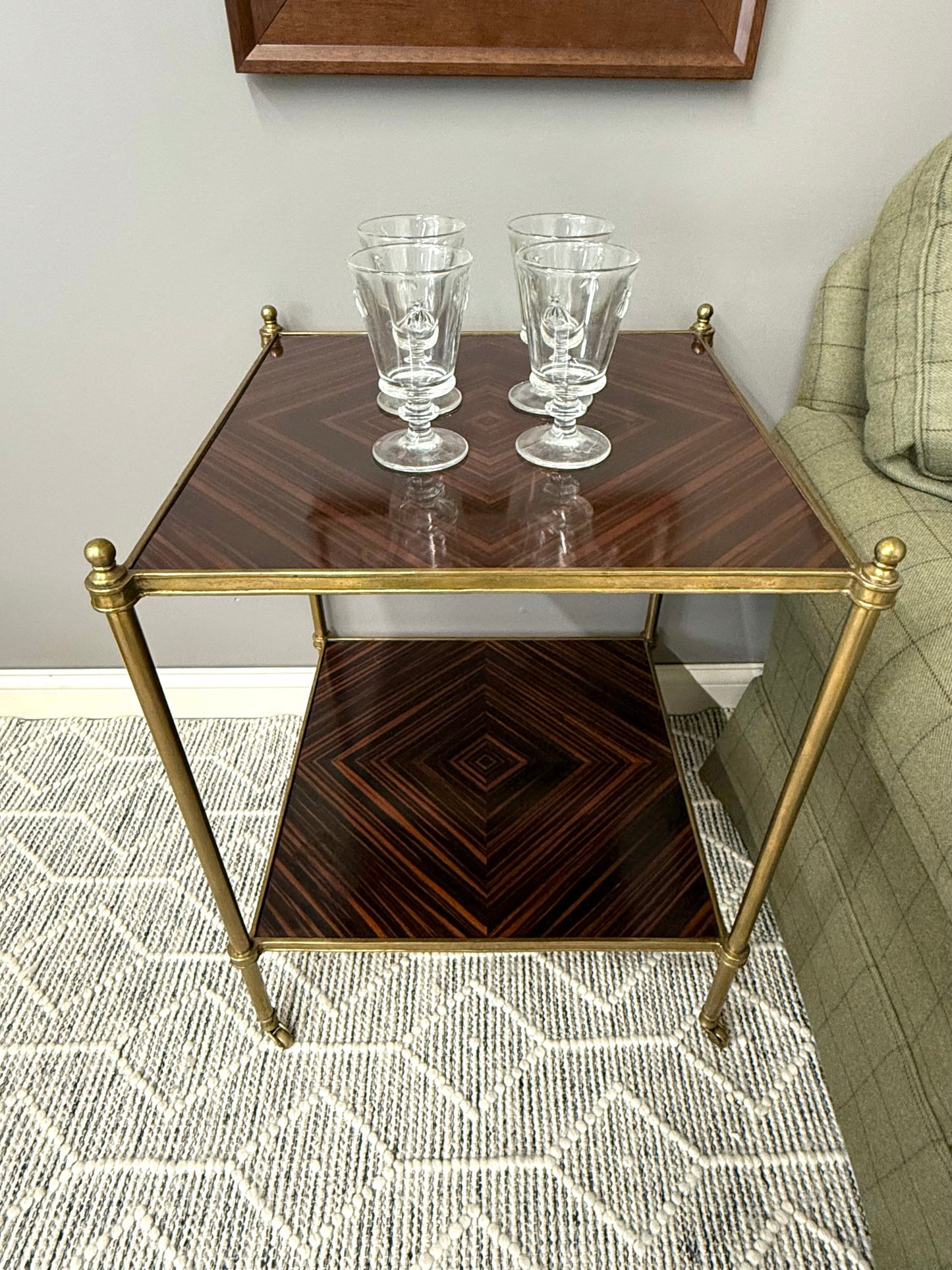 Century Furniture Brass and Walnut Side Table