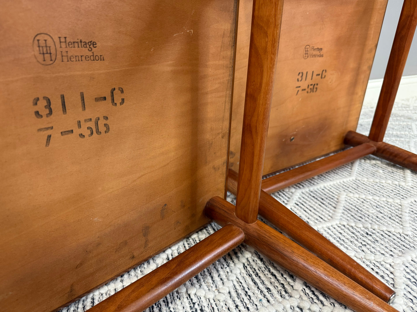 MCM Henredon Walnut End Table Set