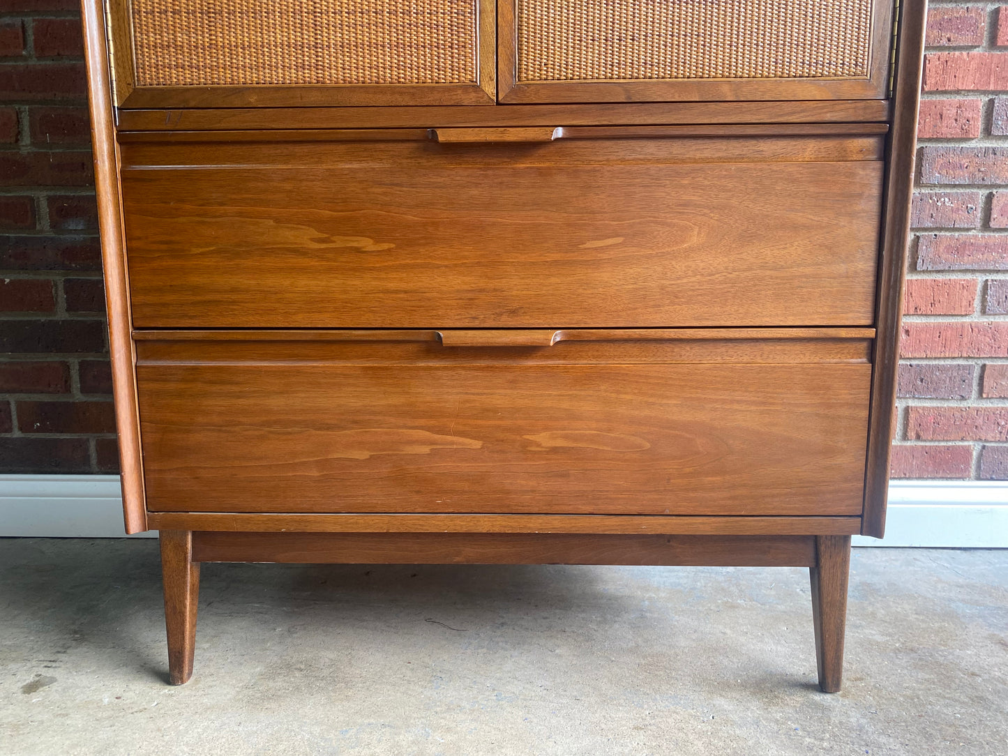 1,900-trade discount! American of Martinsville, MCM Cane front Wardrobe, Armoire, Dresser