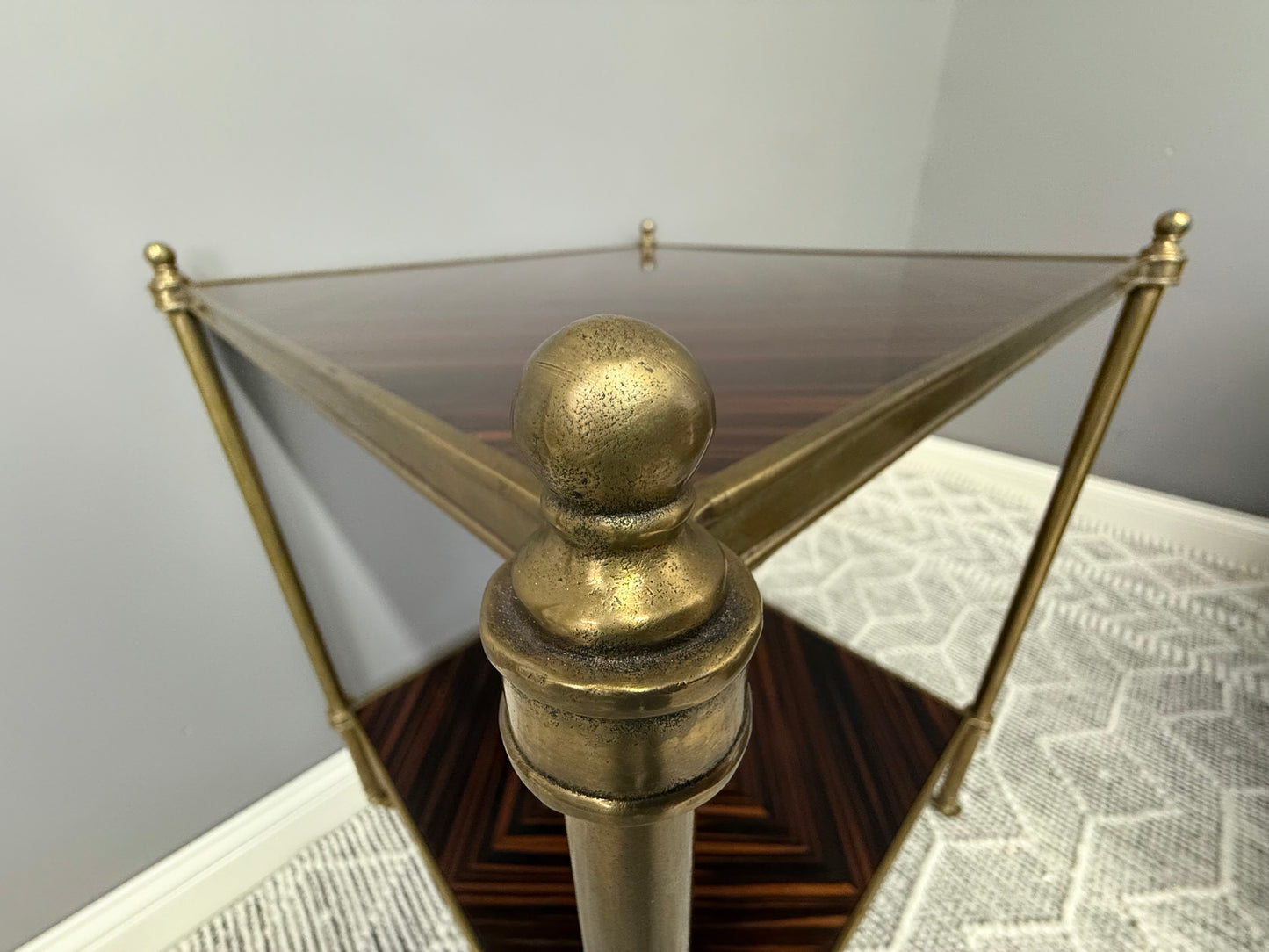 Century Furniture Brass and Walnut Side Table