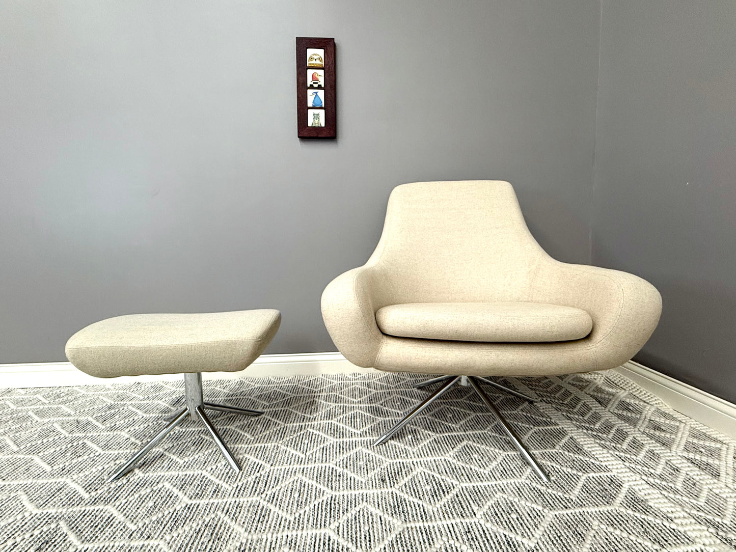 SOLD! Design Within Reach Noomi swivel Chair and Ottoman