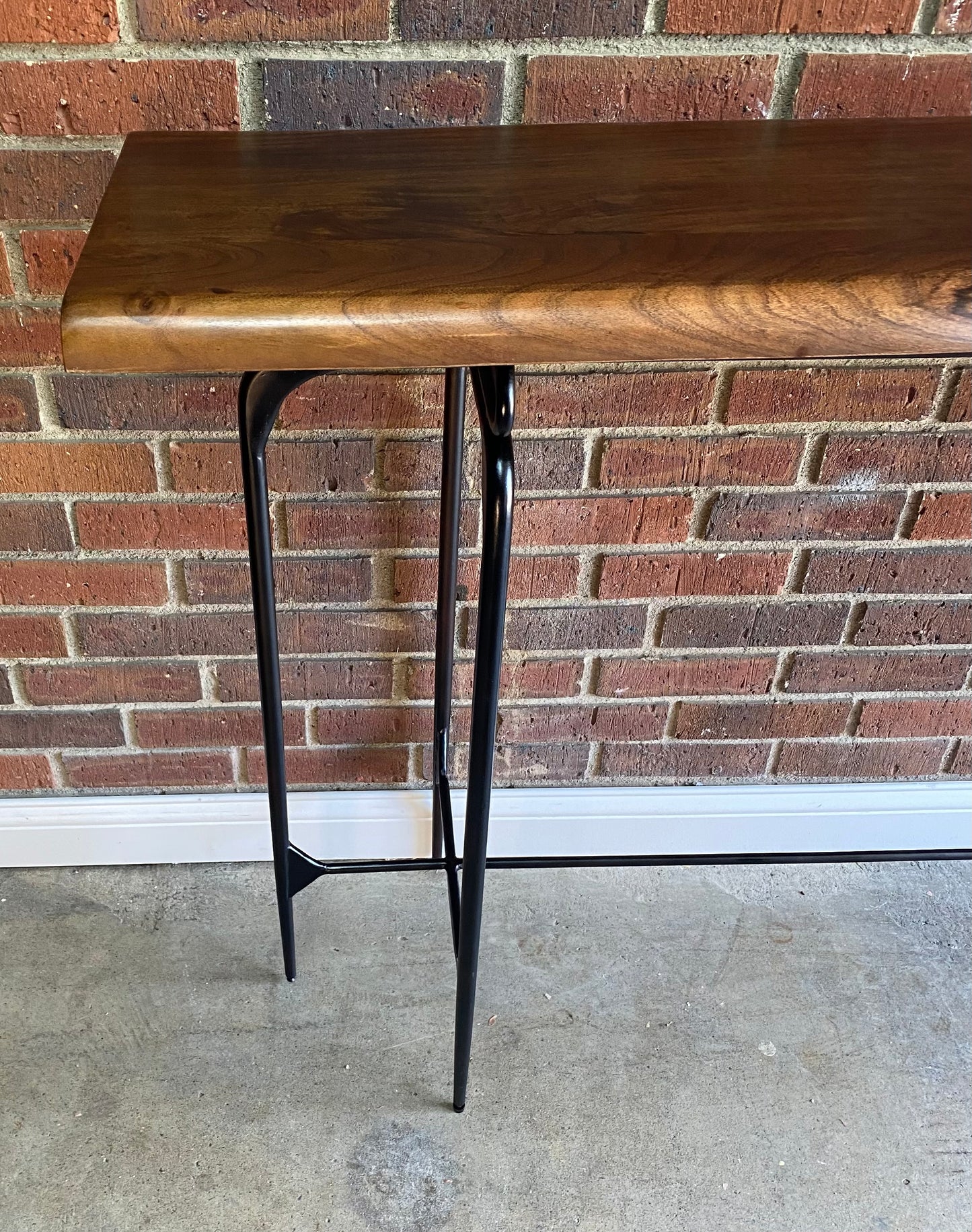 New! MCM Custom Hall Console Table 78”. Live Edge Walnut Top