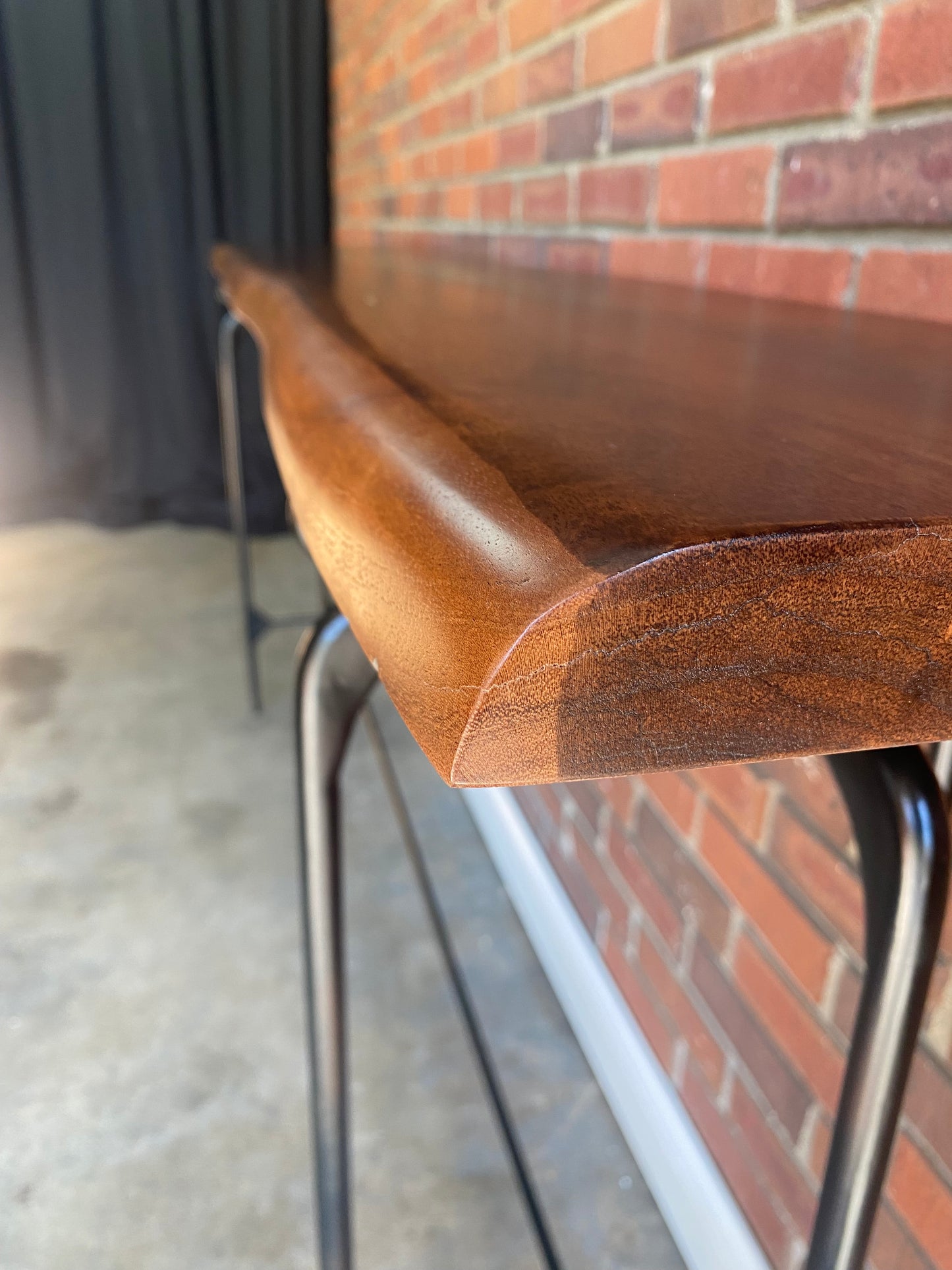 New! MCM Custom Hall Console Table 78”. Live Edge Walnut Top