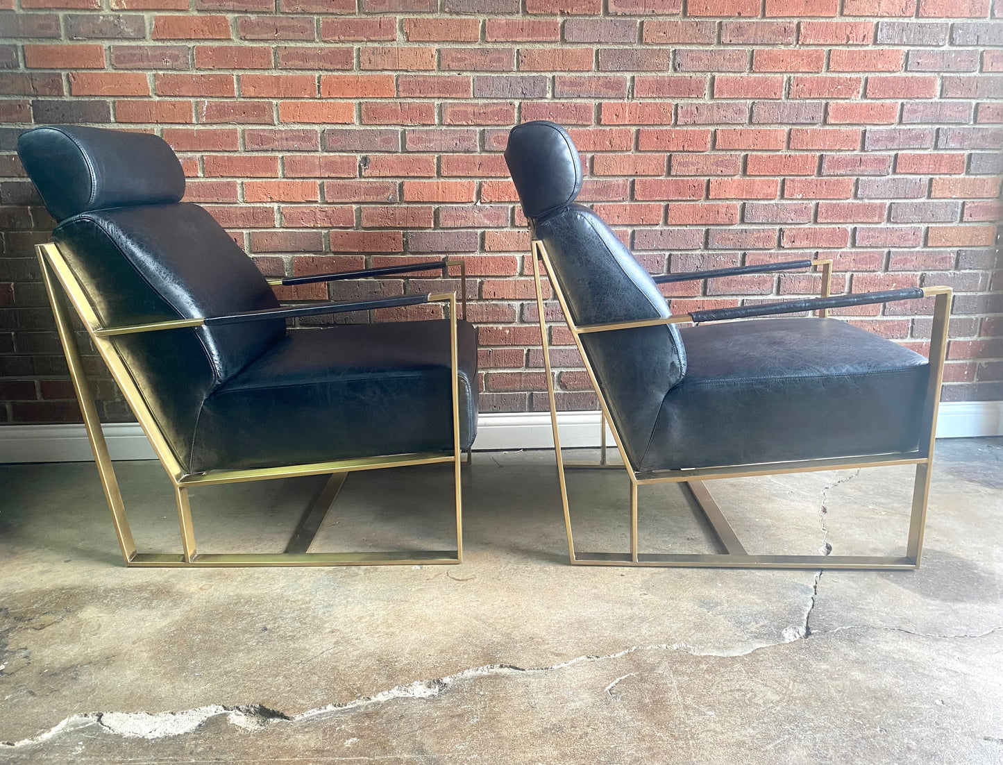 Moe’s Designer Paradiso Black Leather Club Chair Set