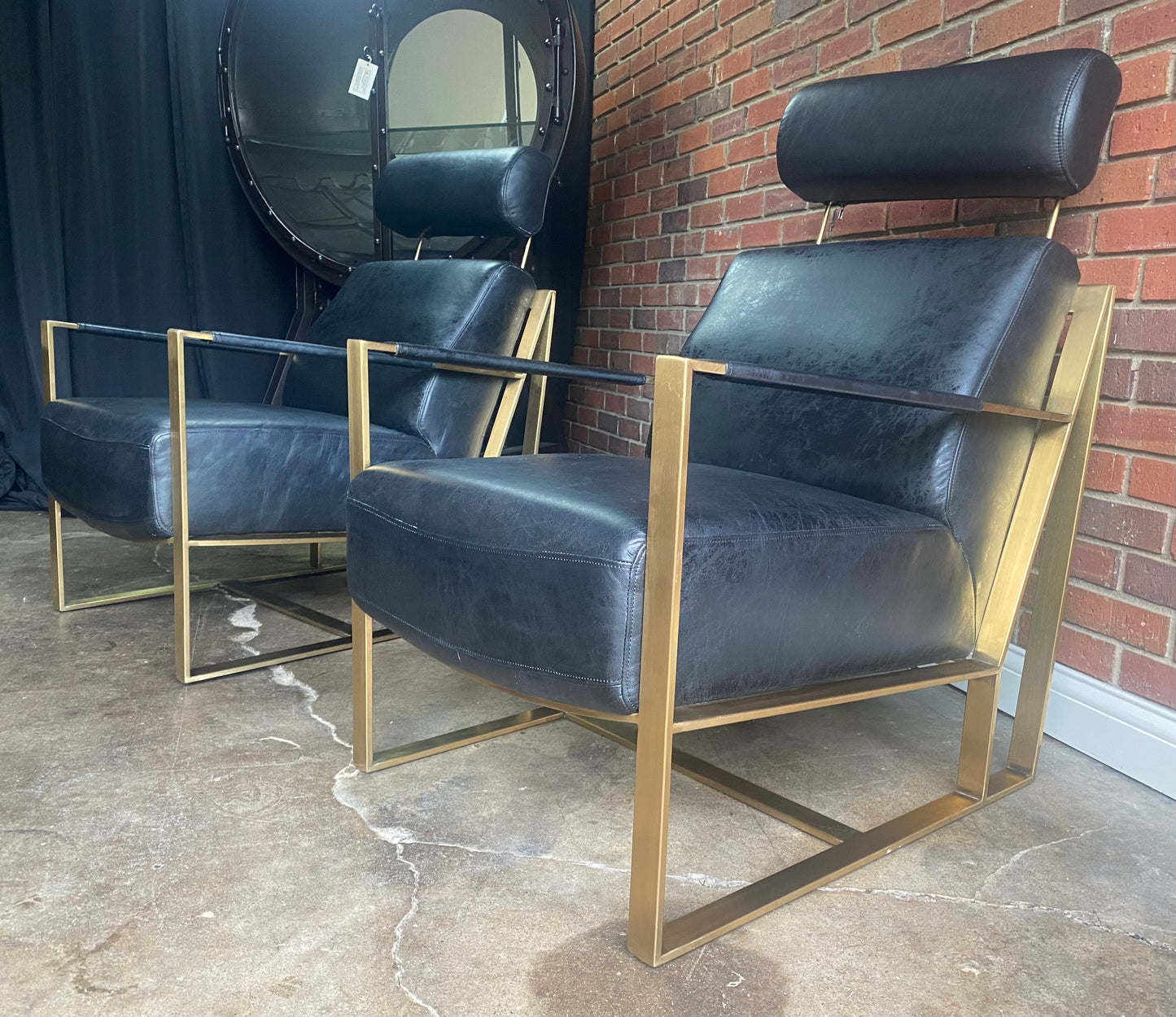 Moe’s Designer Paradiso Black Leather Club Chair Set