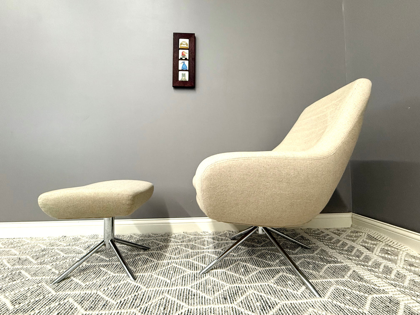 SOLD! Design Within Reach Noomi swivel Chair and Ottoman