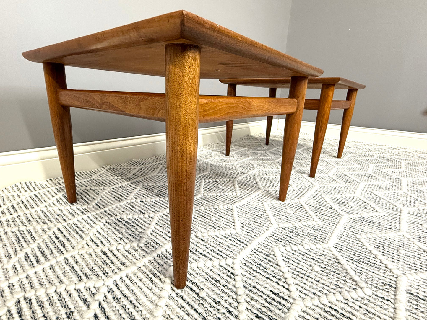 MCM Henredon Walnut End Table Set