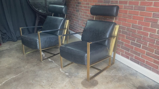 Moe’s Designer Paradiso Black Leather Club Chair Set