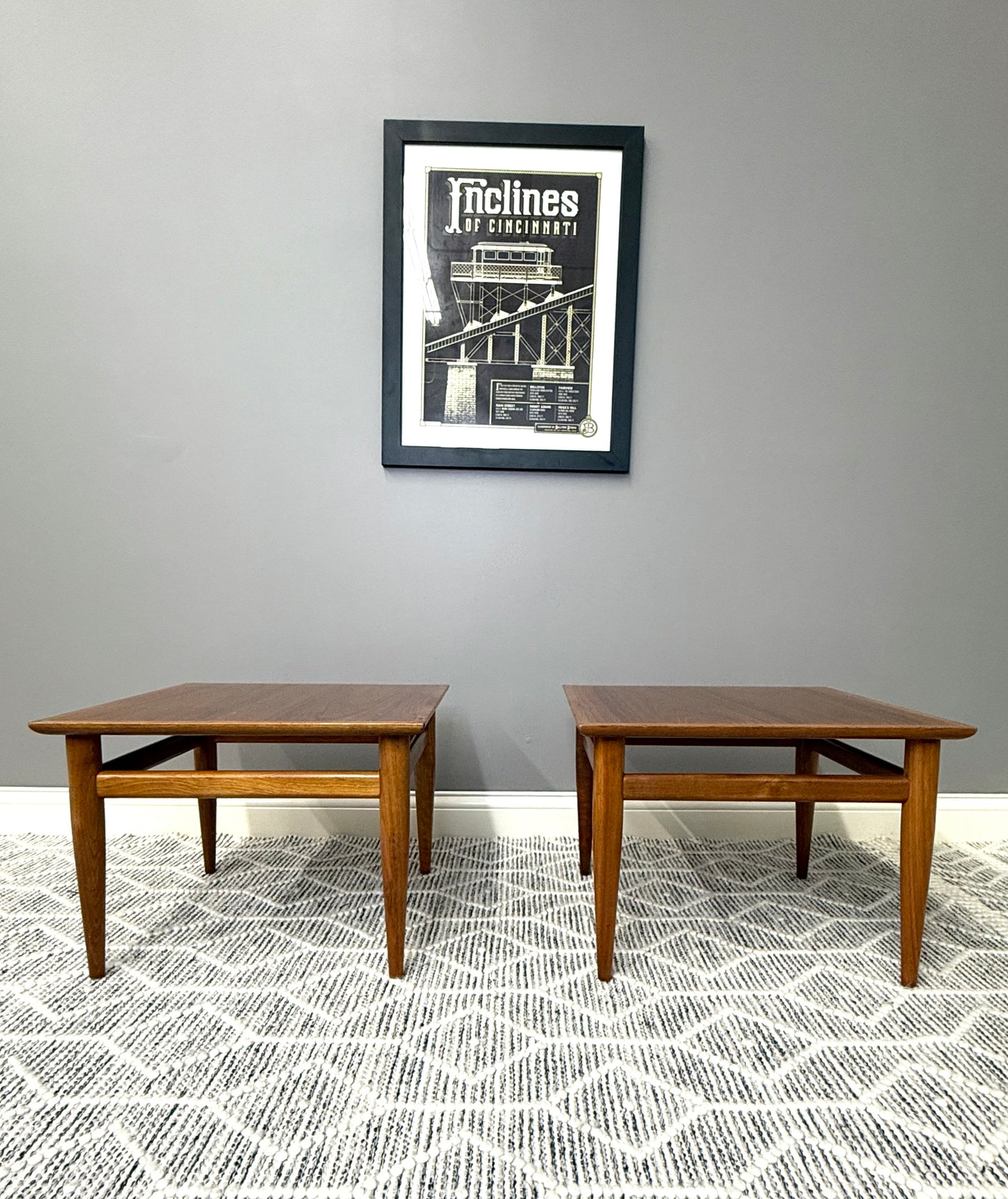 MCM Henredon Walnut End Table Set