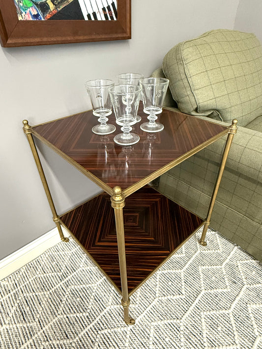 Century Furniture Brass and Walnut Side Table