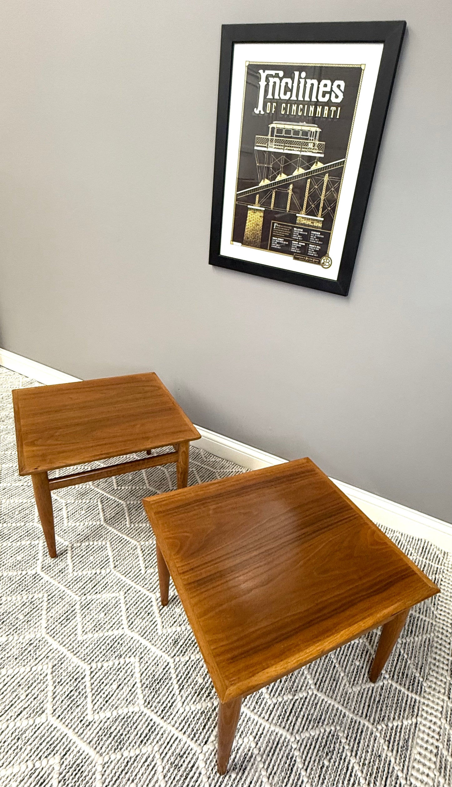 MCM Henredon Walnut End Table Set