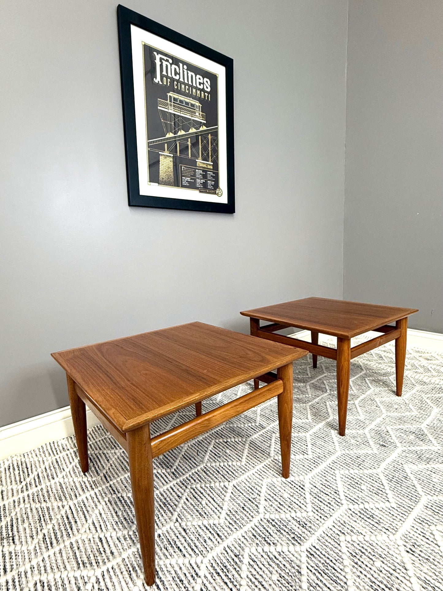 MCM Henredon Walnut End Table Set