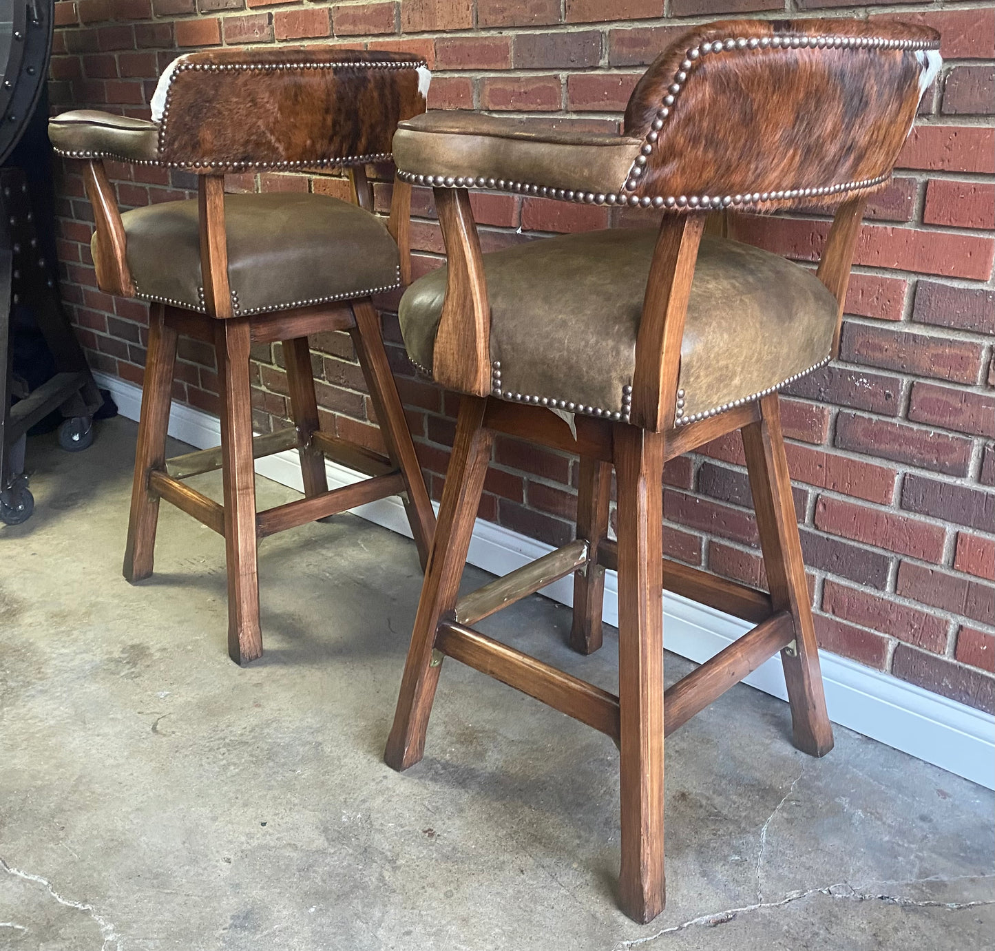 Old Hickory Tannery, Custom Barstool and Mirror Set