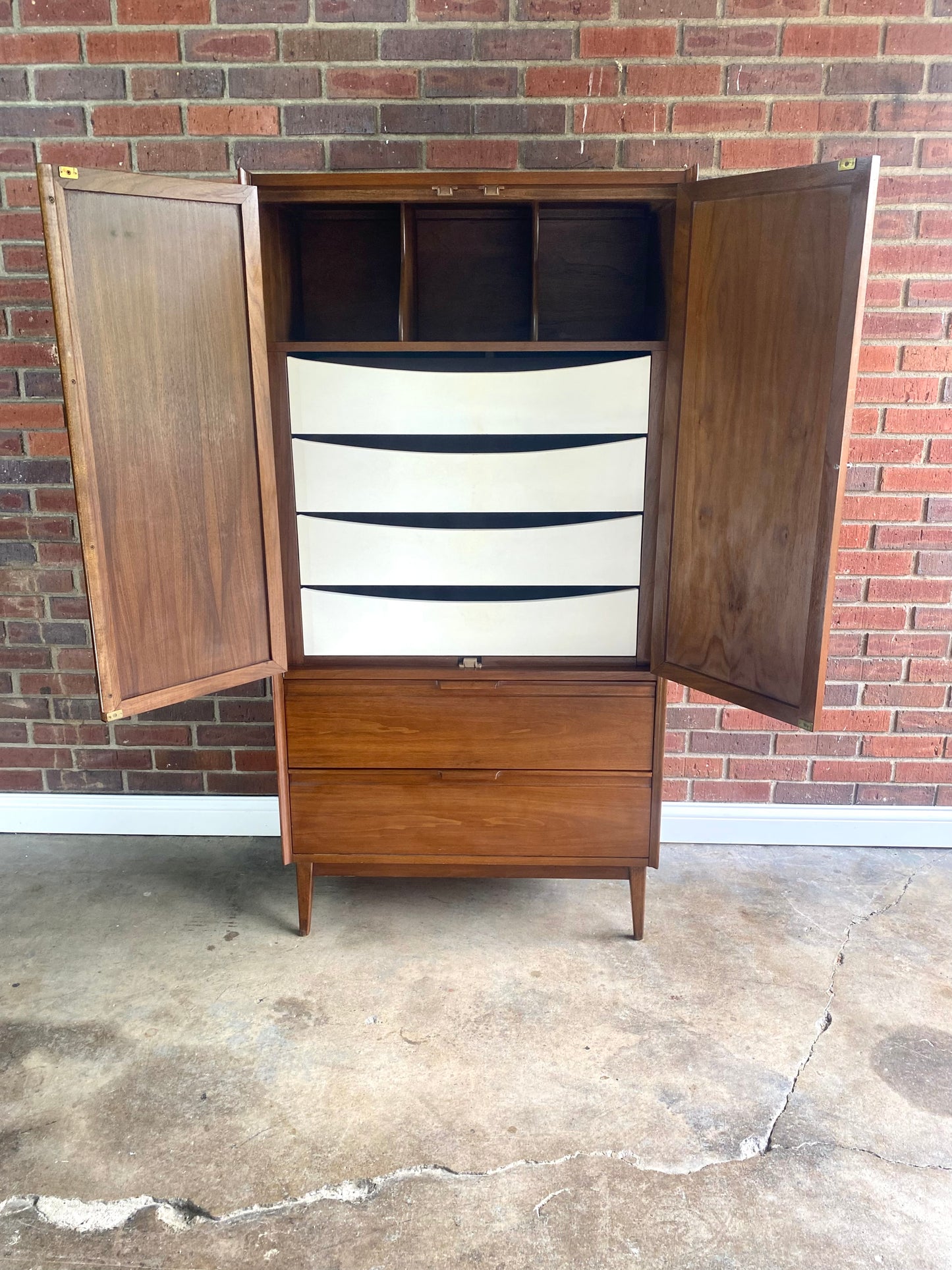 1,900-trade discount!  American of Martinsville, MCM Cane front Wardrobe, Armoire, Dresser