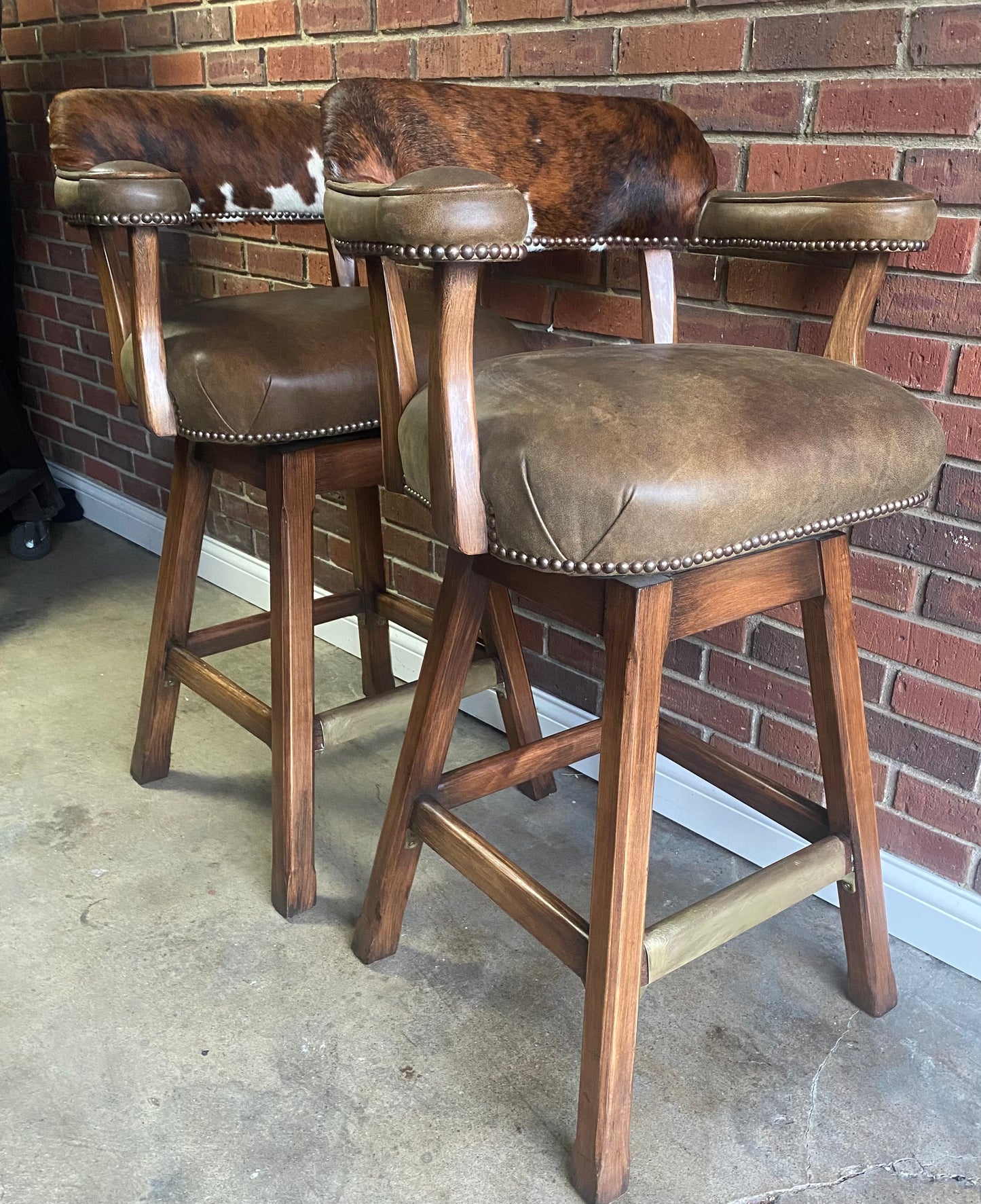 Old Hickory Tannery, Custom Barstool and Mirror Set