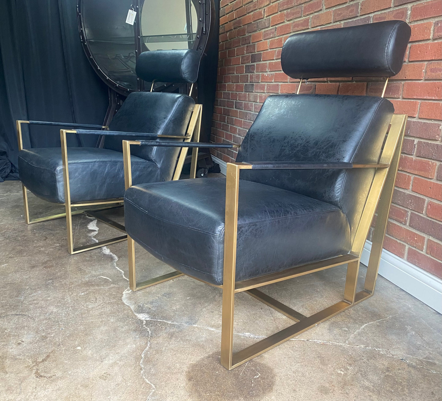 Moe’s Designer Paradiso Black Leather Club Chair Set